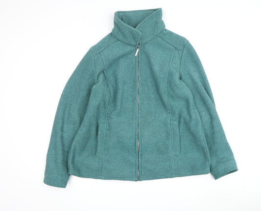Classic Women's Green Wool Zip Jacket, Size 16