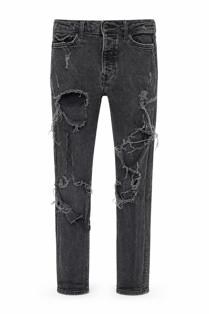Topman Men's Black Skinny Distressed Jeans Size 32