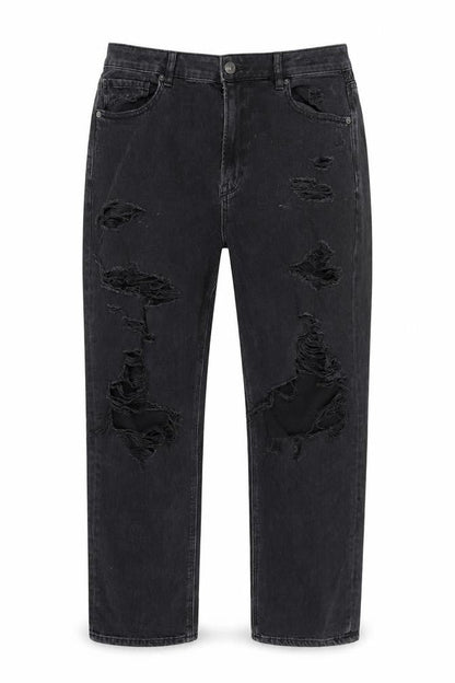 American Womens Eagle ’s Black Distressed Straight Jeans