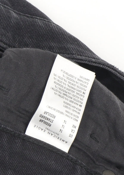 American Womens Eagle ’s Black Distressed Straight Jeans
