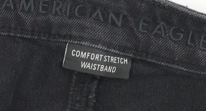 American Womens Eagle ’s Black Distressed Straight Jeans