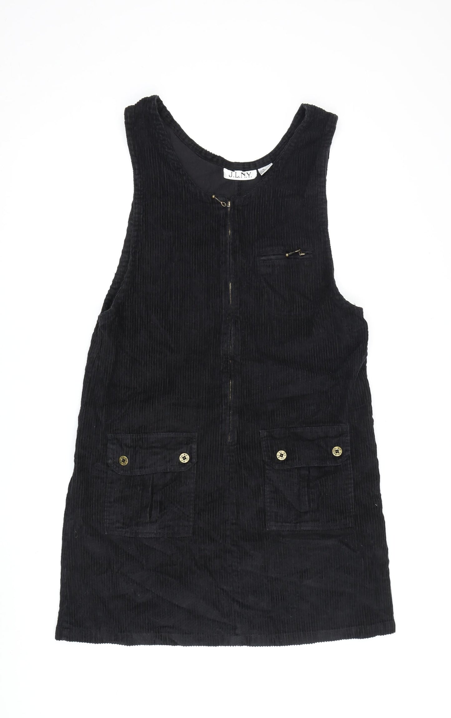 J.L.N.Y. Women's Black Corduroy Pinafore Dress M