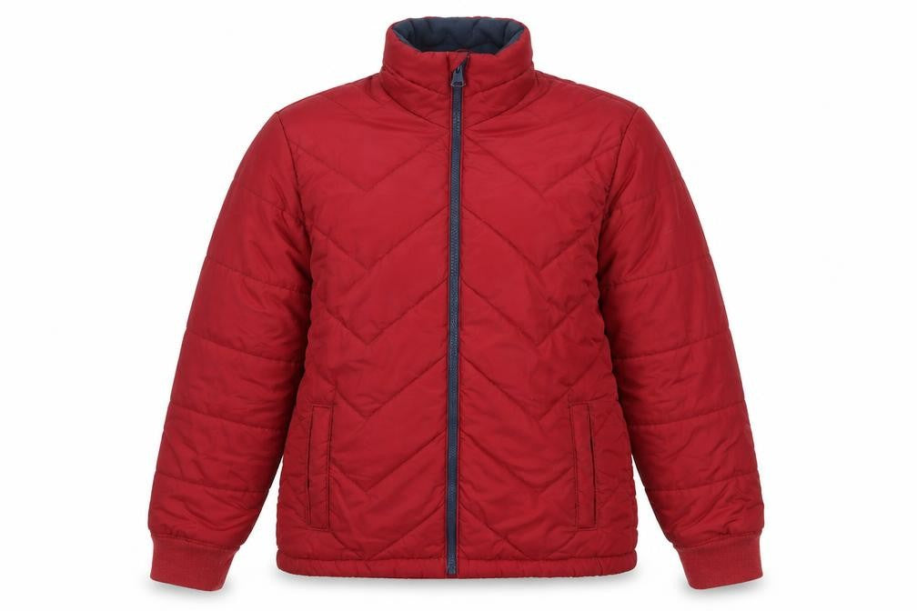 Women's Red Puffer Jacket, Size M, Mid-Length