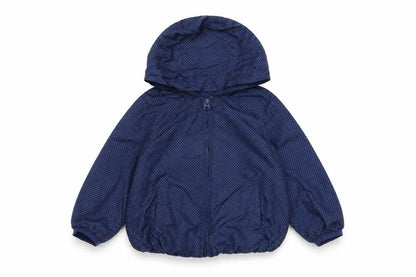 Front view of Gap girls’ blue polka dot hooded rain coat 3 years