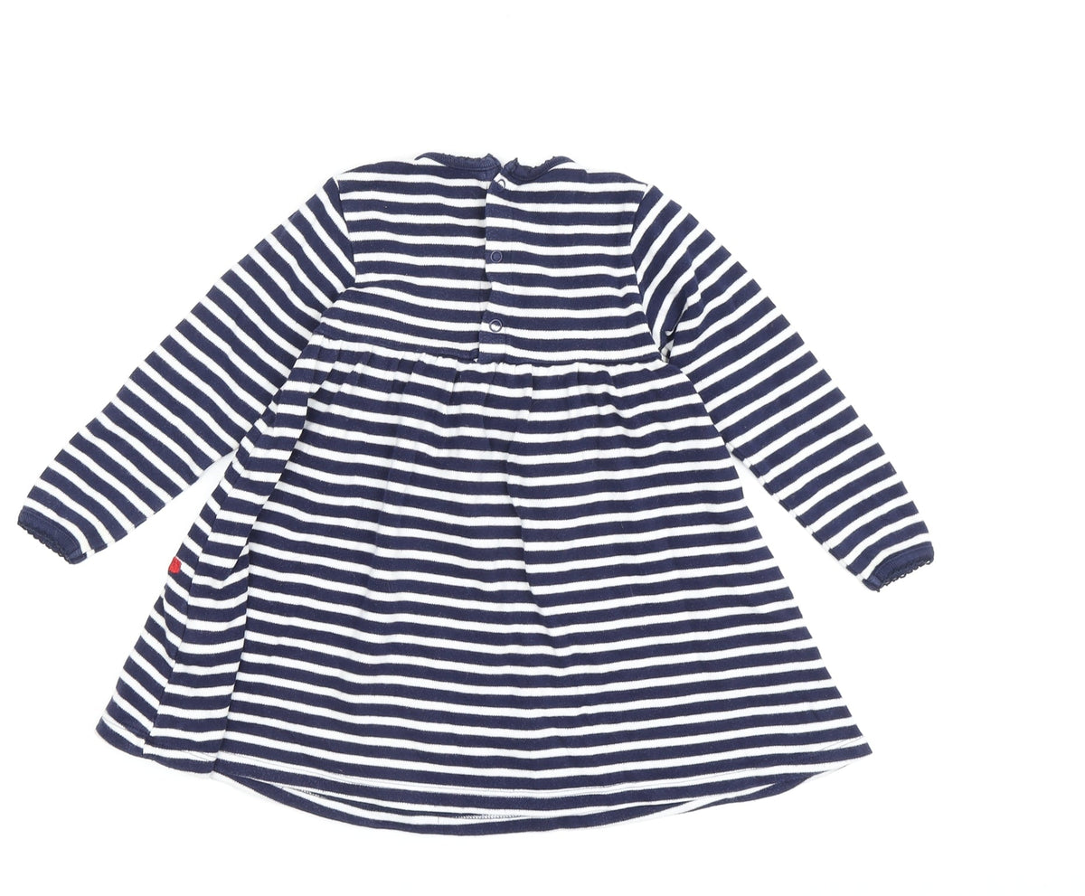 Back view of Charming girls’ blue striped a-line dress, 12-18 months