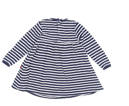 Back view of Charming girls’ blue striped a-line dress, 12-18 months