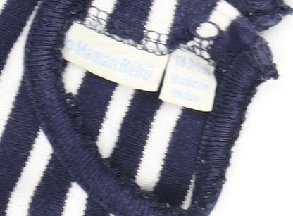 Close-up detail of Charming girls’ blue striped a-line dress, 12-18 months