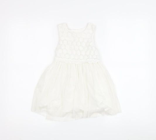 Matalan Girls White Lace A-Line Party Dress 2-3 Years