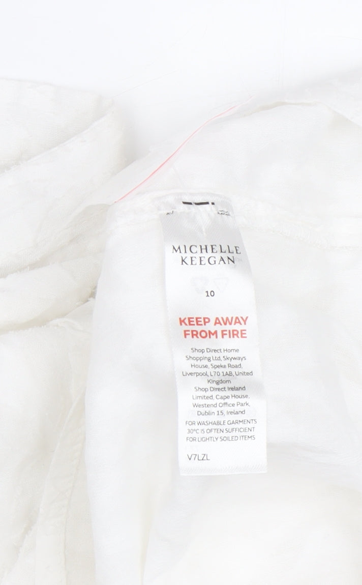 Michelle Keegan Women's White Tunic Blouse Size 10