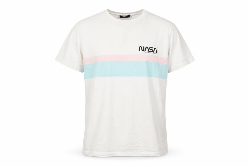 NASA Men's White L T-Shirt, Space Theme, Graphic Logo