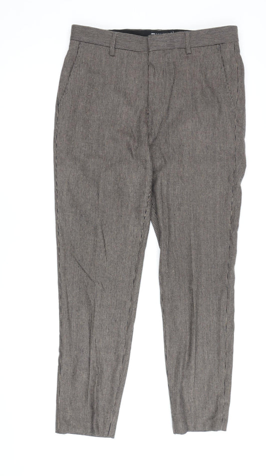 ASOS DESIGN Men's Brown Striped Trousers L