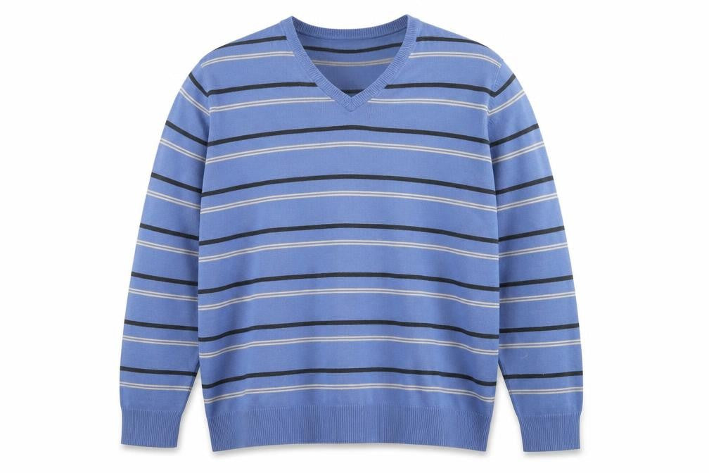 Marks & Spencer Men's Blue Striped Pullover Jumper - L