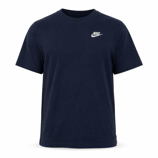 Nike Men's Blue Crew Neck T-Shirt, Size M, Logo Accent