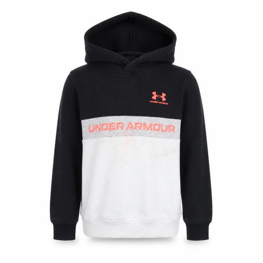 Front view of Under Armour boys’ black/grey colourblock hoodie, 6-7 years