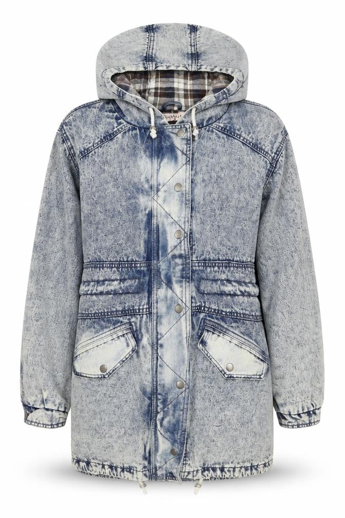 NANNA Women's Blue Denim Hooded Anorak Jacket Size M