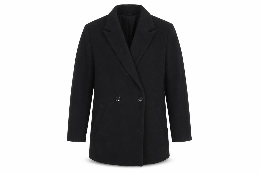 H&M Men’s Black Overcoat S - Lined, Button Closur