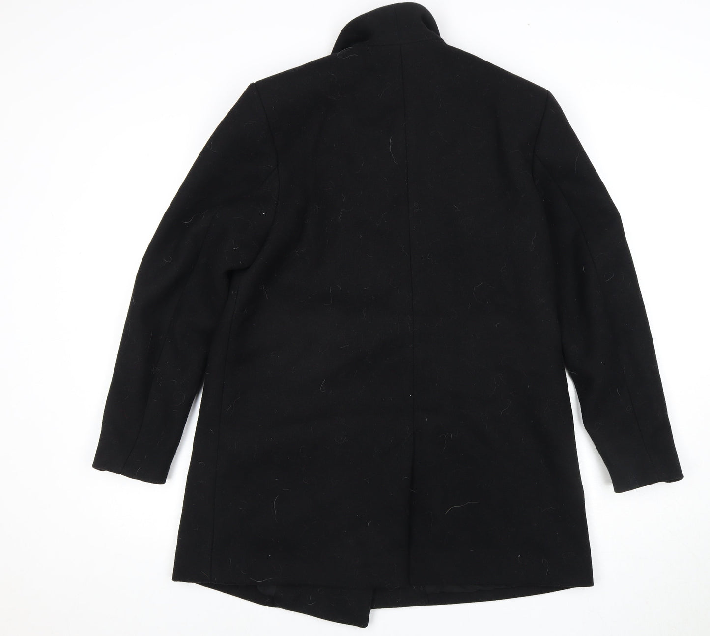 H&M Men’s Black Overcoat S - Lined, Button Closur