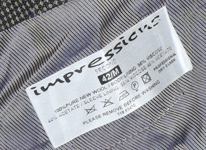Impressions Men's Grey Check Blazer 42 Regular Wool Classic