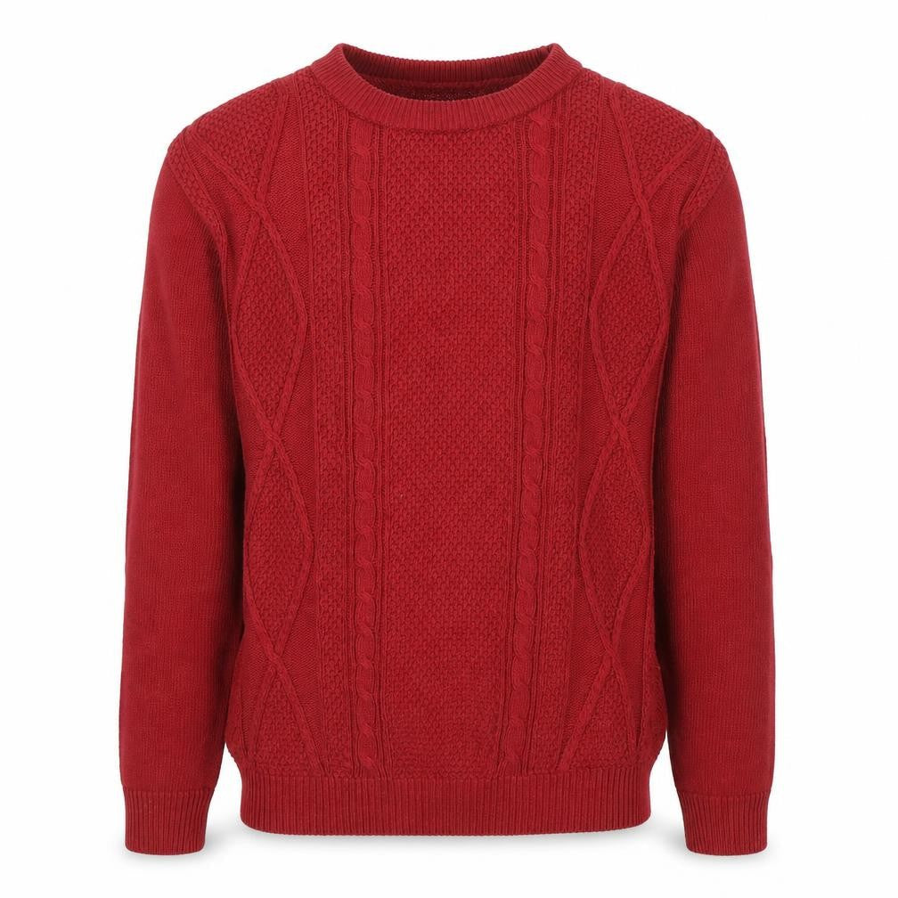 Topman Men's Red XS Cable-Knit Crew Neck Pullover Jumper