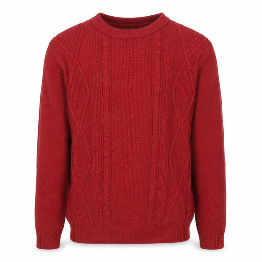 Topman Men's Red XS Cable-Knit Crew Neck Pullover Jumper