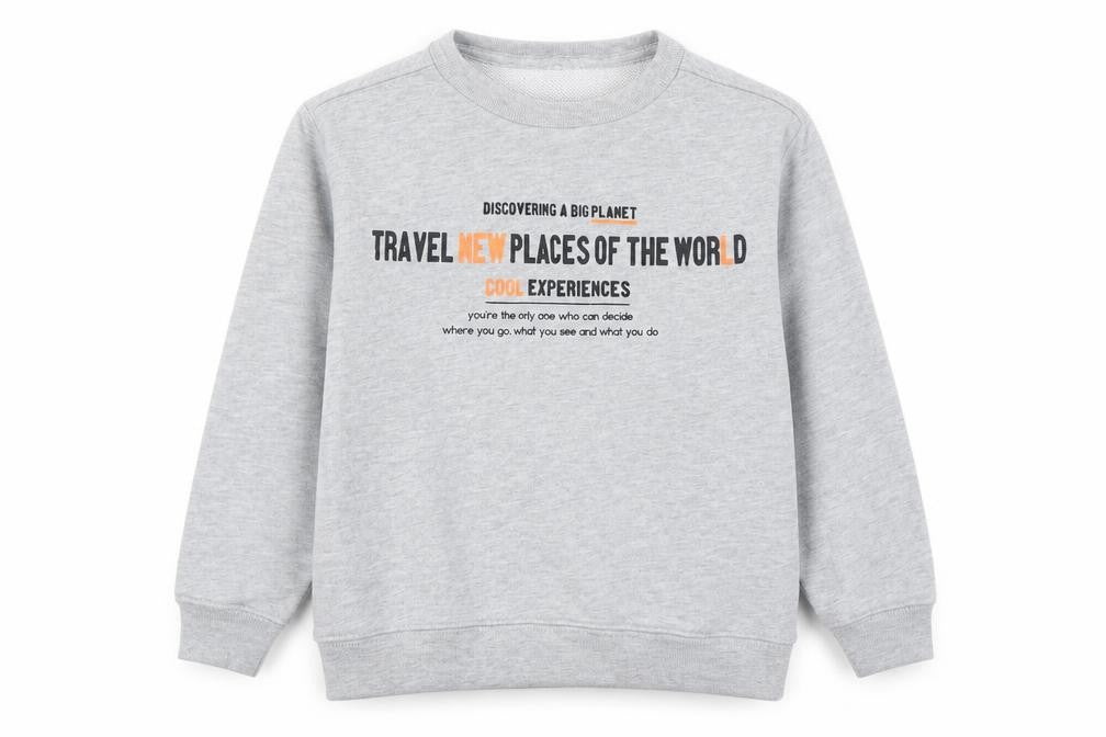 Zara Boys Grey Pullover Sweatshirt 7 Years - Travel Theme