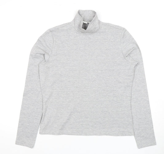 Monki Women Grey High Neck Long Sleeve Top Size M