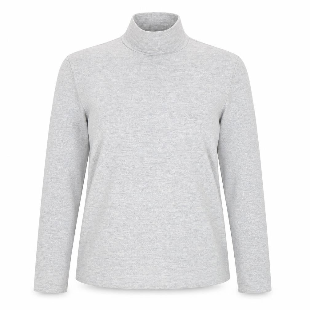 Monki Women Grey High Neck Long Sleeve Top Size M