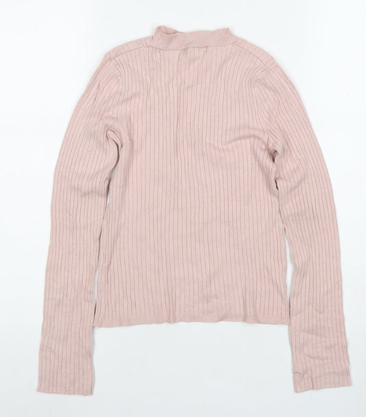 Bershka Women's Pink Mock Neck S Jumper