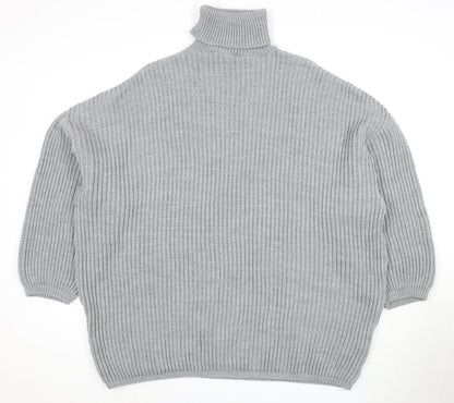 PRETTYLITTLETHING Women's Grey High Neck Pullover Jumper