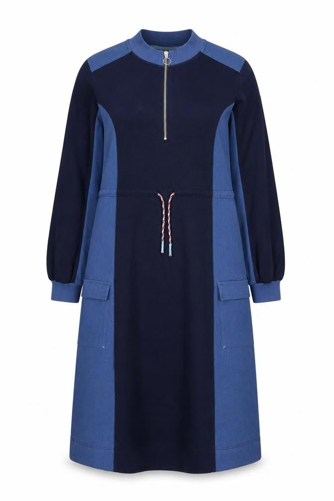 White Stuff Blue Colourblock Dress - UK 10
