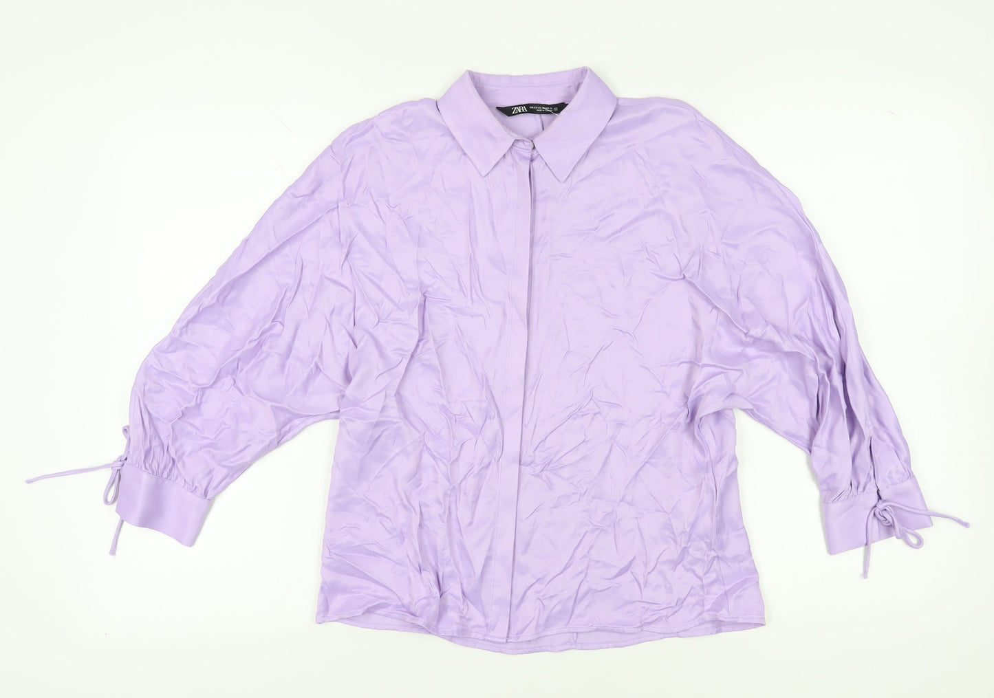 Zara Women's Purple XS Relaxed Blouse Collared