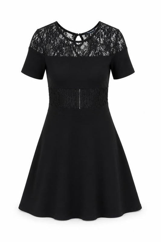 French Connection Black Fit & Flare Dress, Size 10, Party Perfect