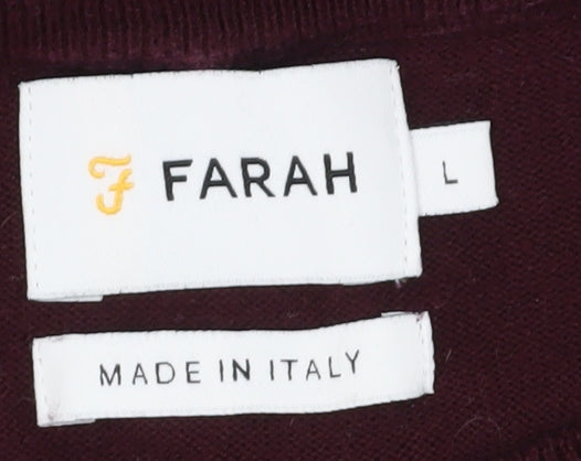 Farah Men's Burgundy Red Cotton Pullover Jumper L