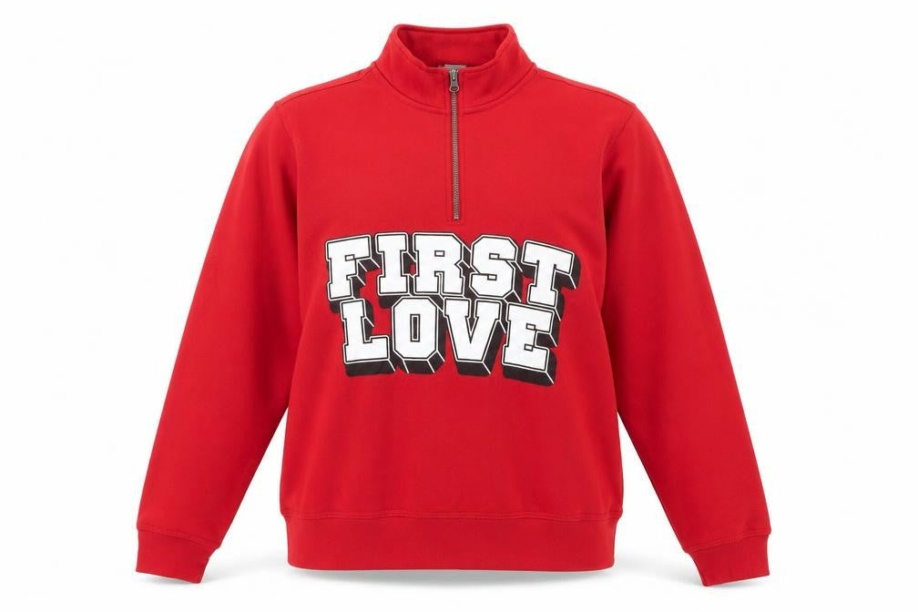 Clique Red Unisex Sweatshirt, Medium, Mock Neck, Graphic