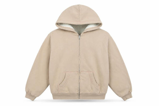 Hollister Women's Beige Full Zip Hoodie Medium