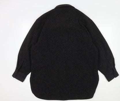 H&M Womens Black Wool Blend Mid-Length Jacket, M