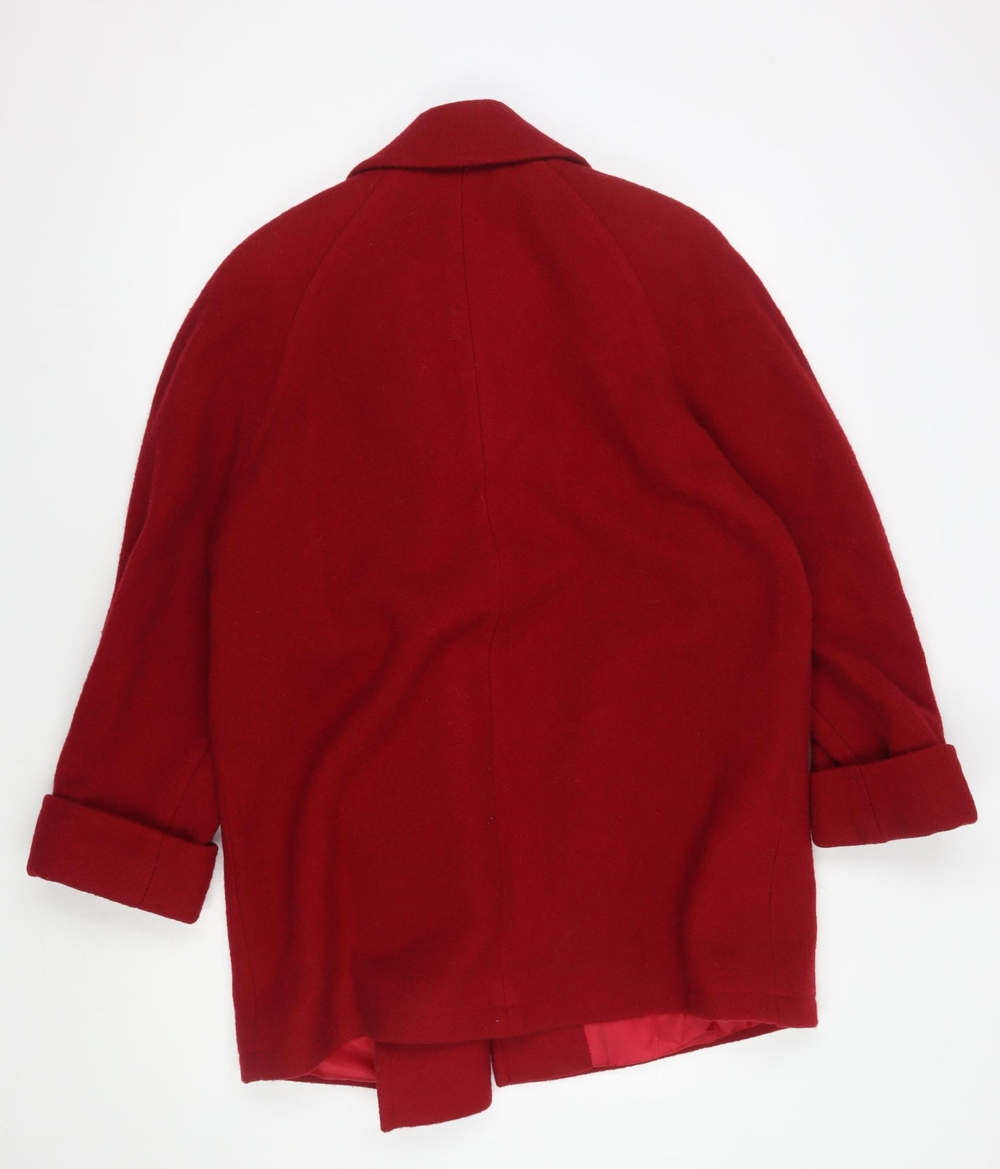 ESSENTIALS Women's Red Wool Pea Coat Size 14