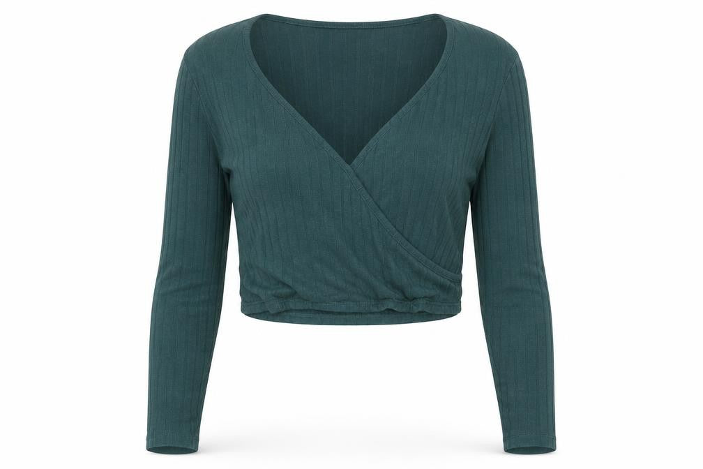 Pins and Needles Green Cropped Blouse, Women's L, Knit