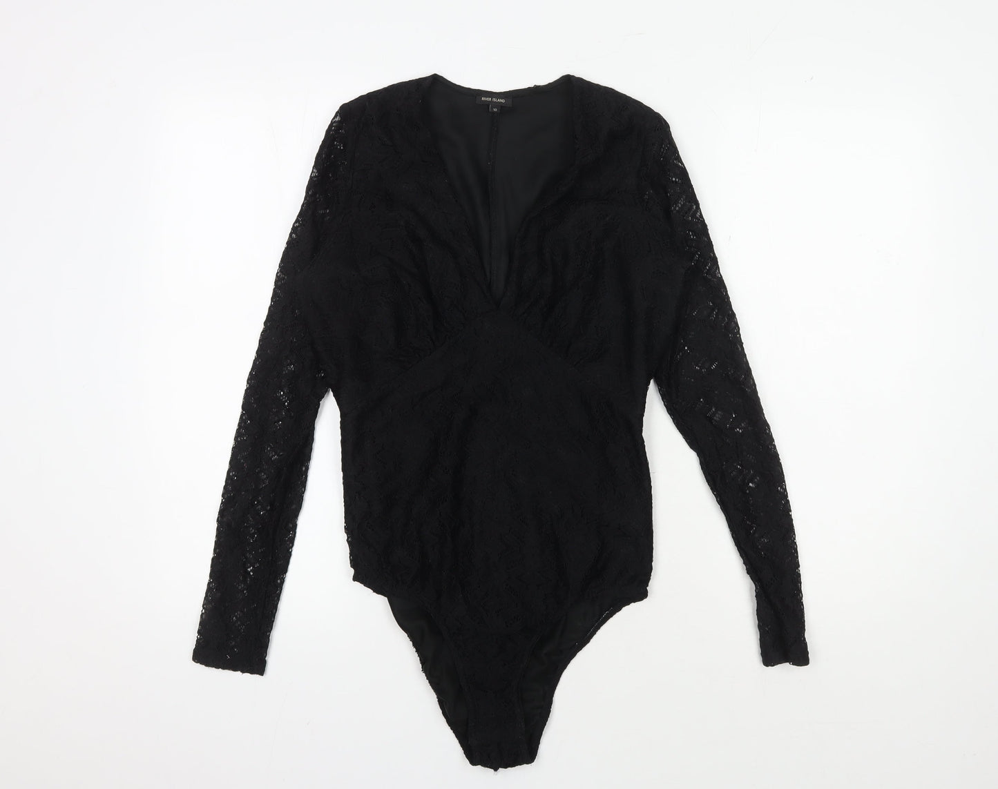 River Island Women's Black Lace Wrap Blouse Size 10