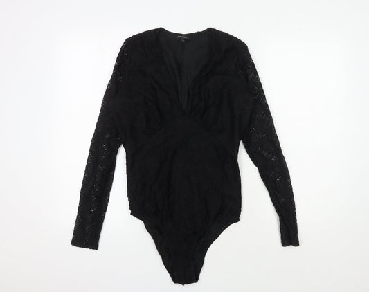 River Island Women's Black Lace Wrap Blouse Size 10