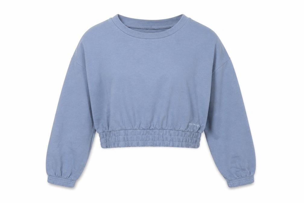 Boux Avenue Women's Blue Crew Neck Cropped Jersey Top