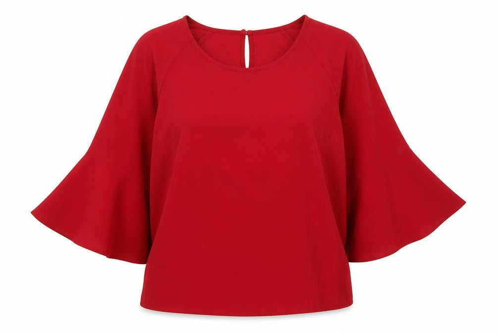 Damart Women's Red Flared Sleeve Top