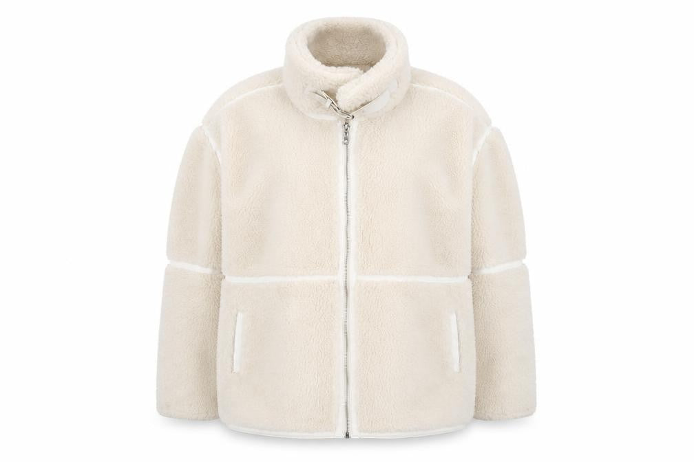 QED LDN Women's Ivory Fleece Jacket Size 10