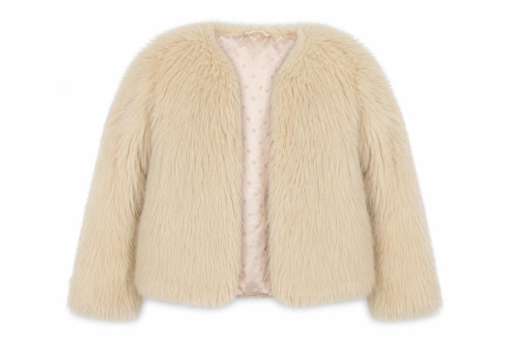Superior 1884 Girls Beige Faux Fur Jacket Size 7-8 Years