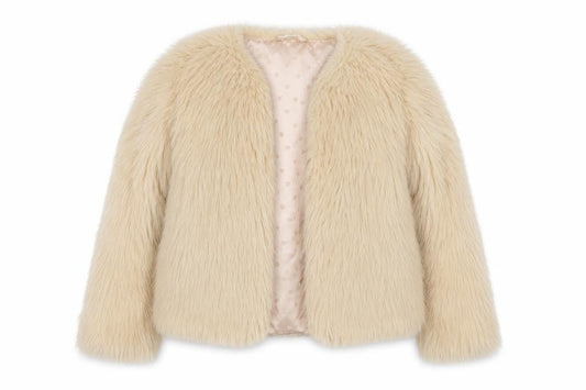 Superior 1884 Girls Beige Faux Fur Jacket Size 7-8 Years