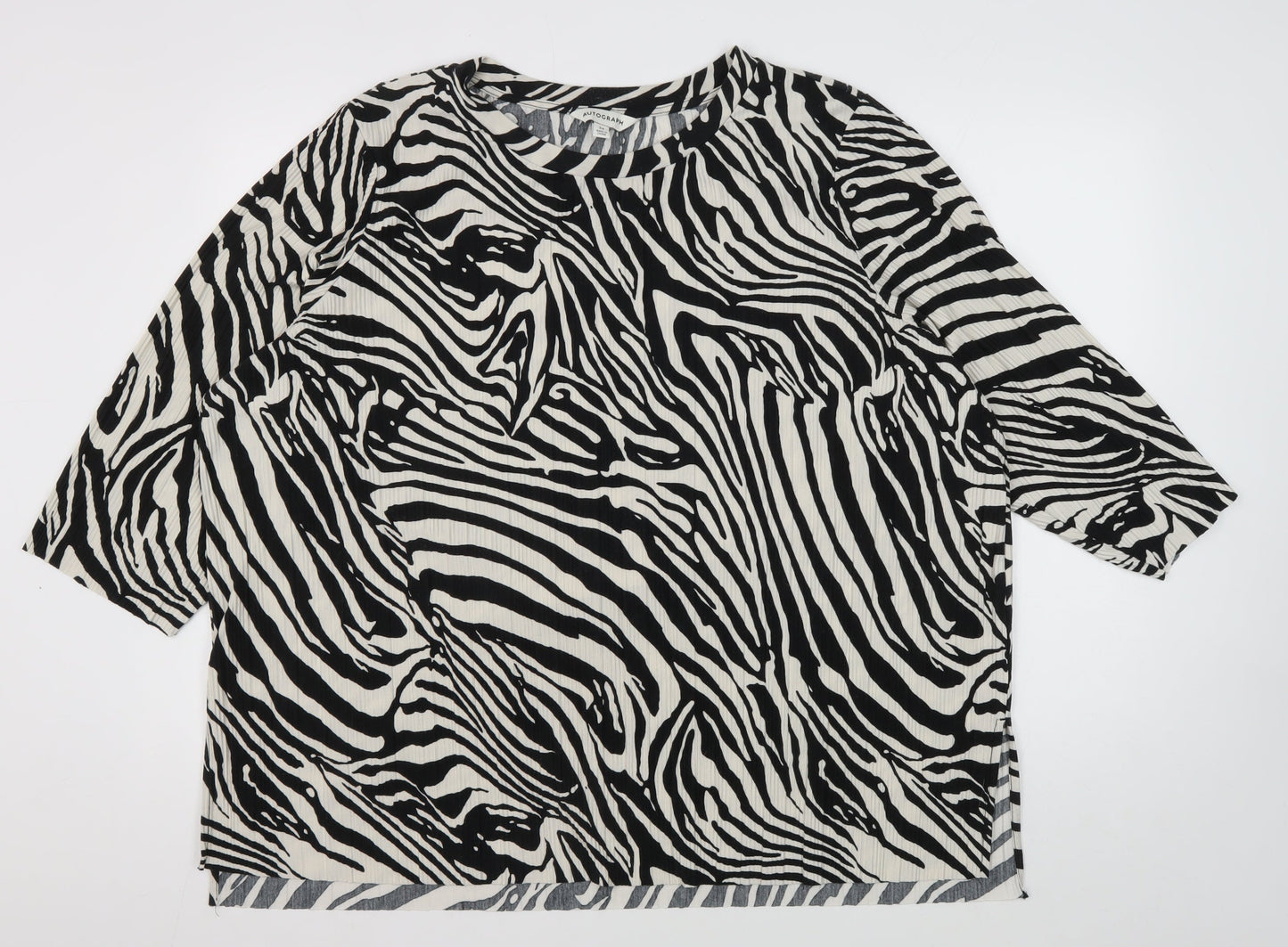 Marks and Spencer Women’s Black Zebra Print Blouse - Size 24