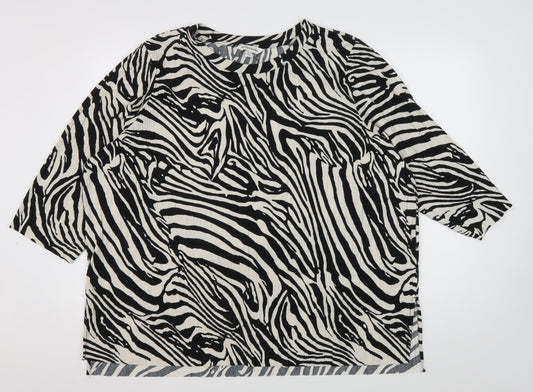 Marks and Spencer Women’s Black Zebra Print Blouse - Size 24