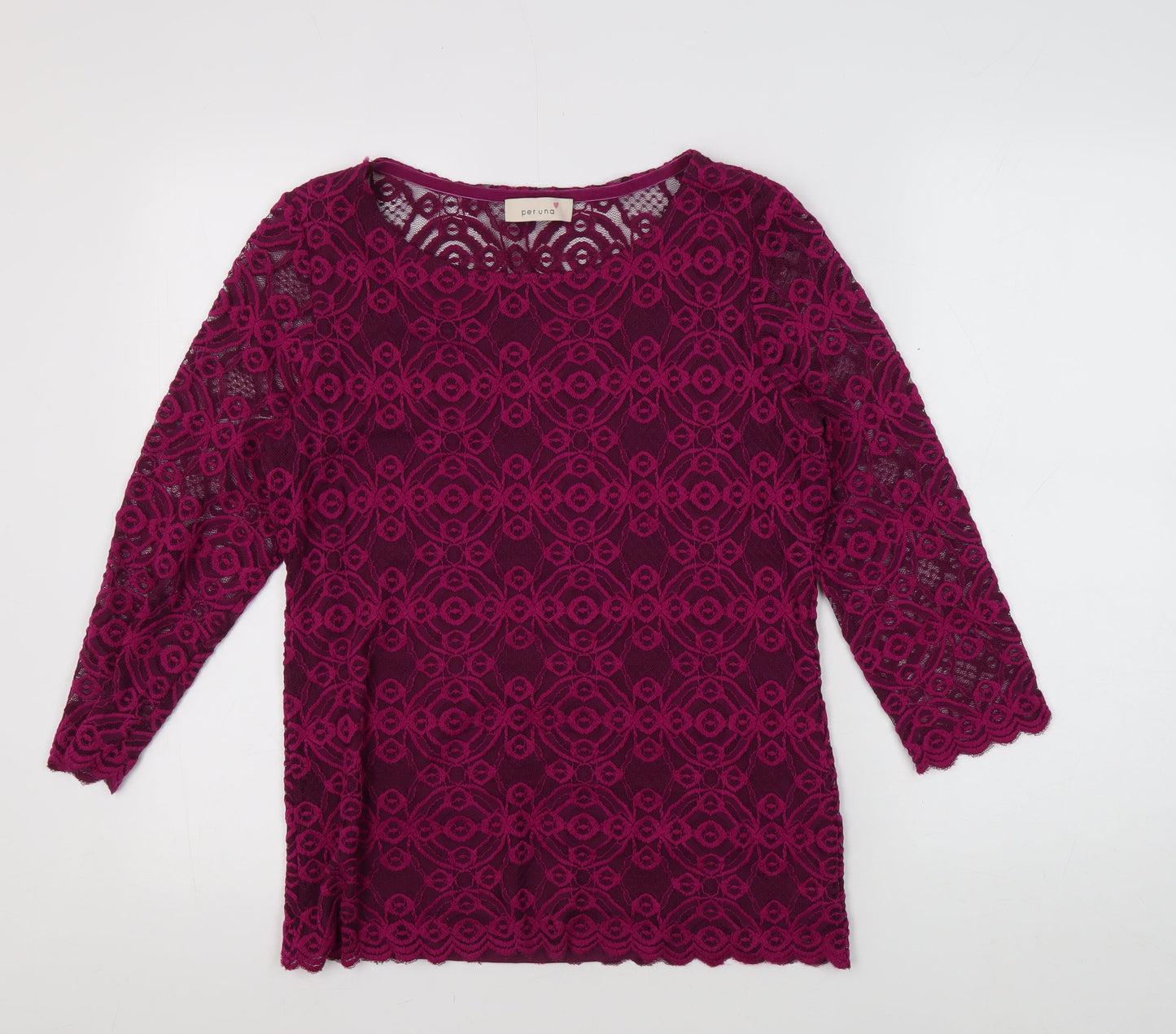Marks and Spencer Women's Purple Lace 3/4 Sleeve Blouse Size 10