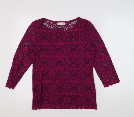 Marks and Spencer Women's Purple Lace 3/4 Sleeve Blouse Size 10