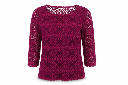 Marks and Spencer Women's Purple Lace 3/4 Sleeve Blouse Size 10